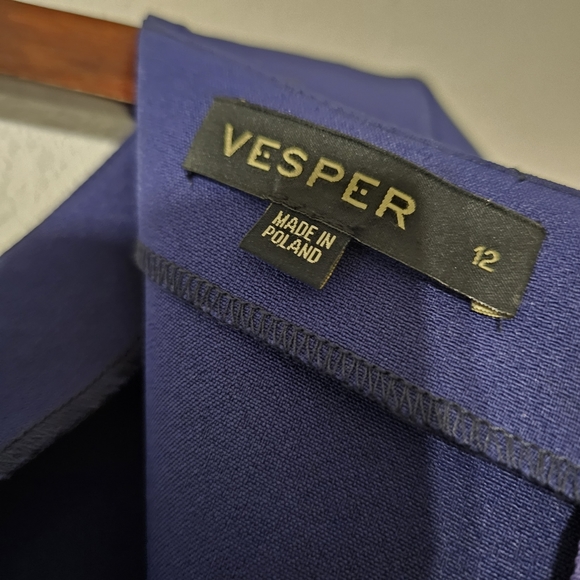 Vesper dress size 12 blue 3/4 bell sleeves sheath - Picture 9 of 9